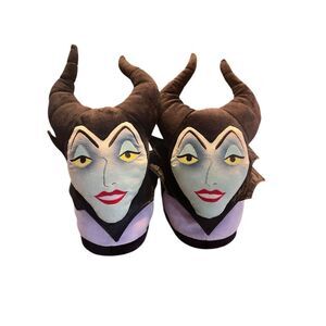 Disney Evil Maleficent black Witch Happy Feet Slippers Size XL / XXL W10-14
